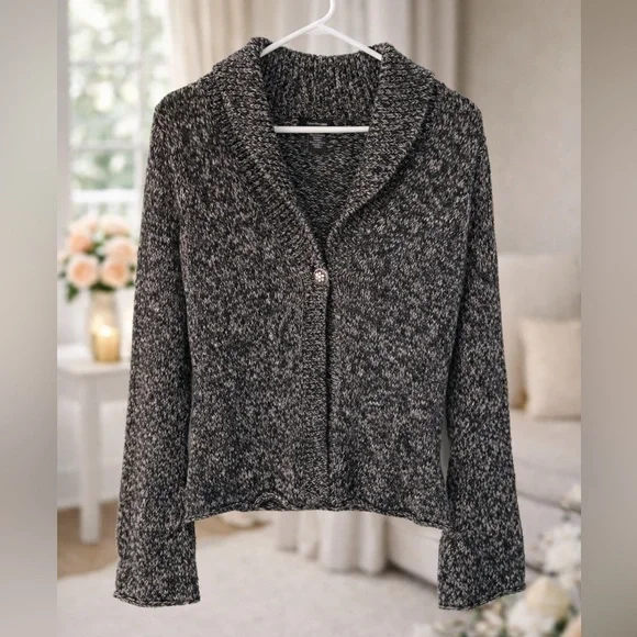 Calvin Klein Jeans Marled Knit Cardigan Sweater Small Shawl Collar - Picture 1 of 6